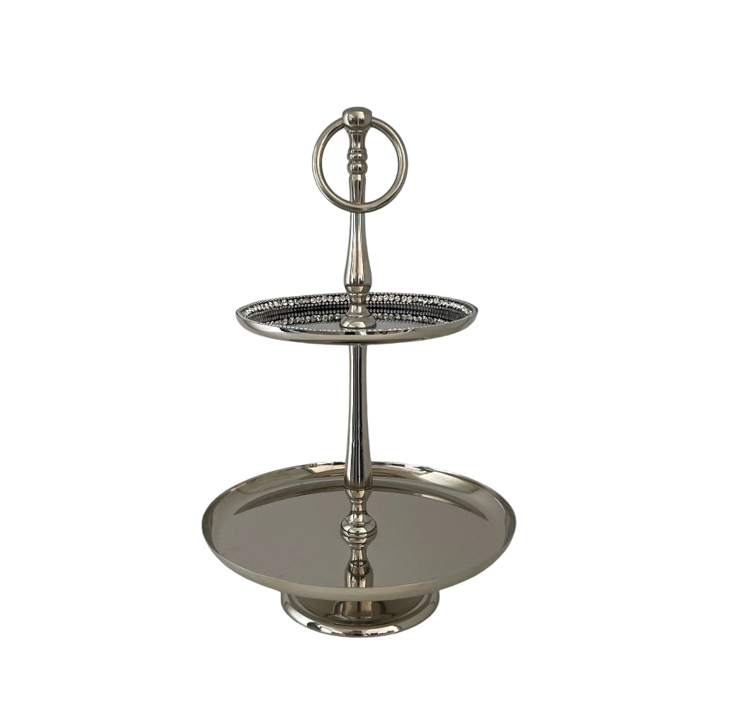 Cake Stand Round Silver @-tier Rockhampton Vintage Hire