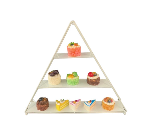 3 Tier White Triangle - Hightea Cupcake Slice Stand Rockhampton Vintage Hire