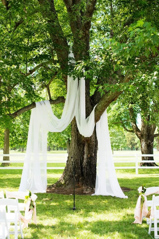 RVH White Sheer Draping Rockhampton Vintage Hire Wedding & Event Hire