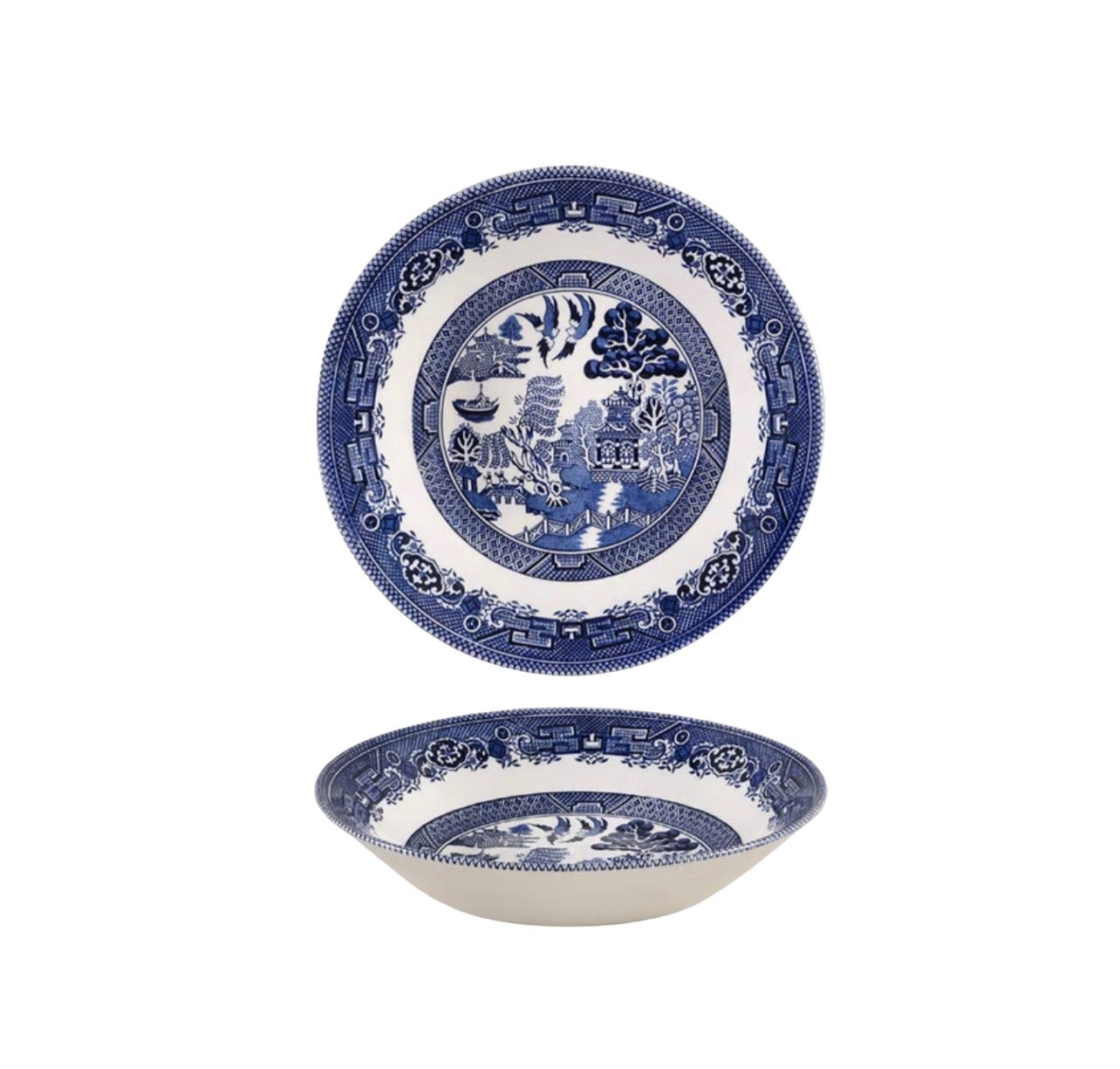 Chinoiserie Collection vintage Churchill blue & white soup/sweet bowls.  Rockhampton Vintage Hire