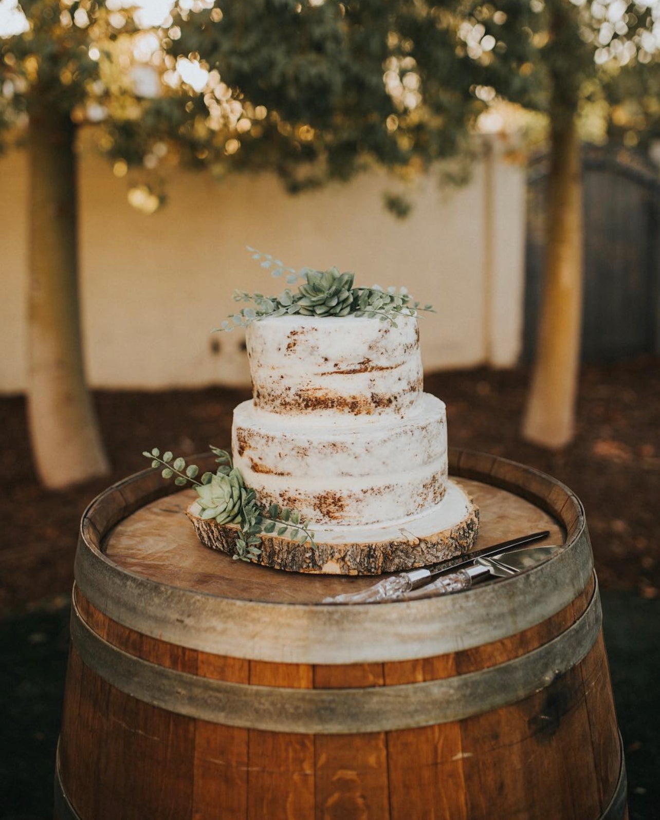 Wine Barrel Cake Display Table