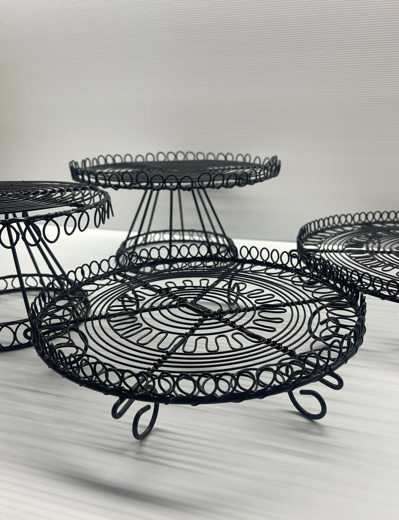 Round Black Wire Low Cake Stand Rockhampton Vintage Hire