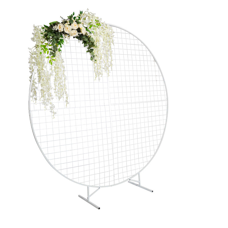 2m Round Mesh Balloon Arch on stand - White 2m Rockhampton Vintage Hire