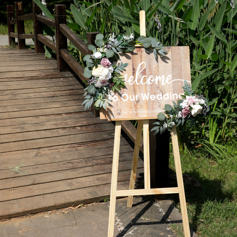 2pc Set - Artificial Wedding Arch Swag Set - White/Ivory/Mauve Rockhampton Vintage Hire