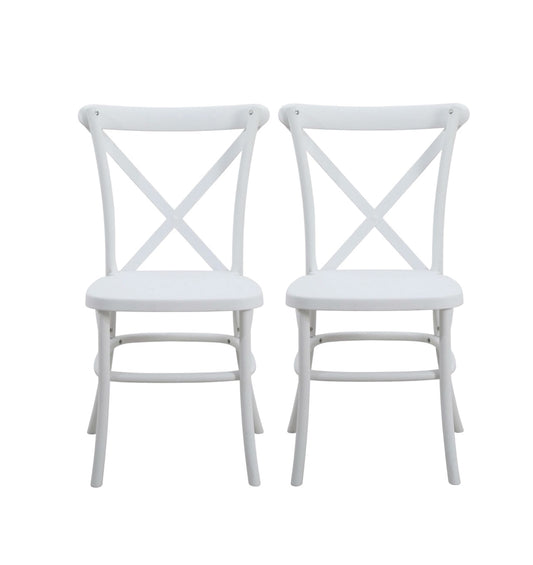 RVH Signing Chairs Cross Back Chairs White Rockhampton Vintage Hire