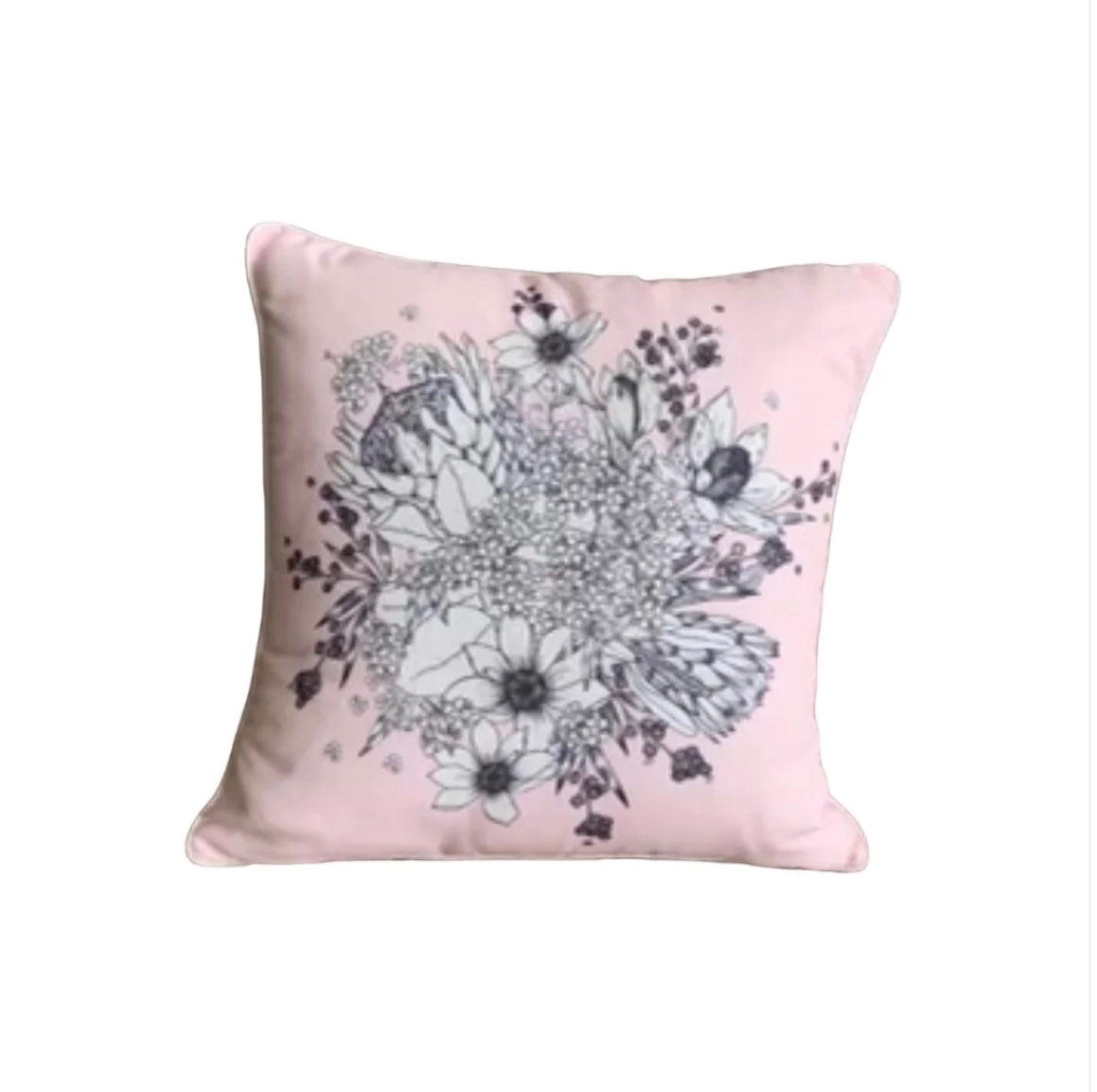 Standard Square Cushions - Pink Flower Print Rockhampton Vintage Hire