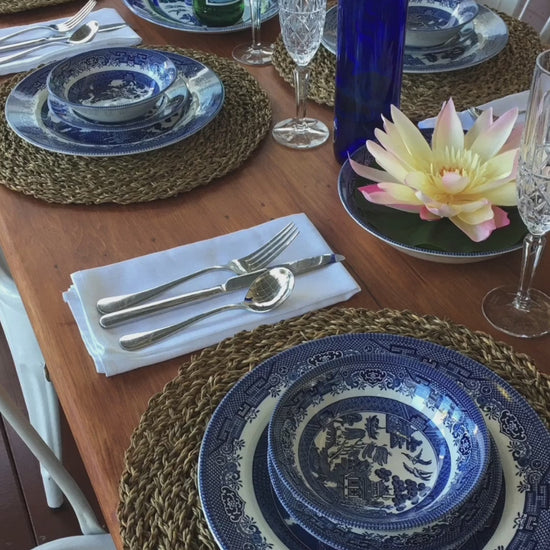 Vintage Blue & White Dinner Set/s Rockhampton Vintage Hire