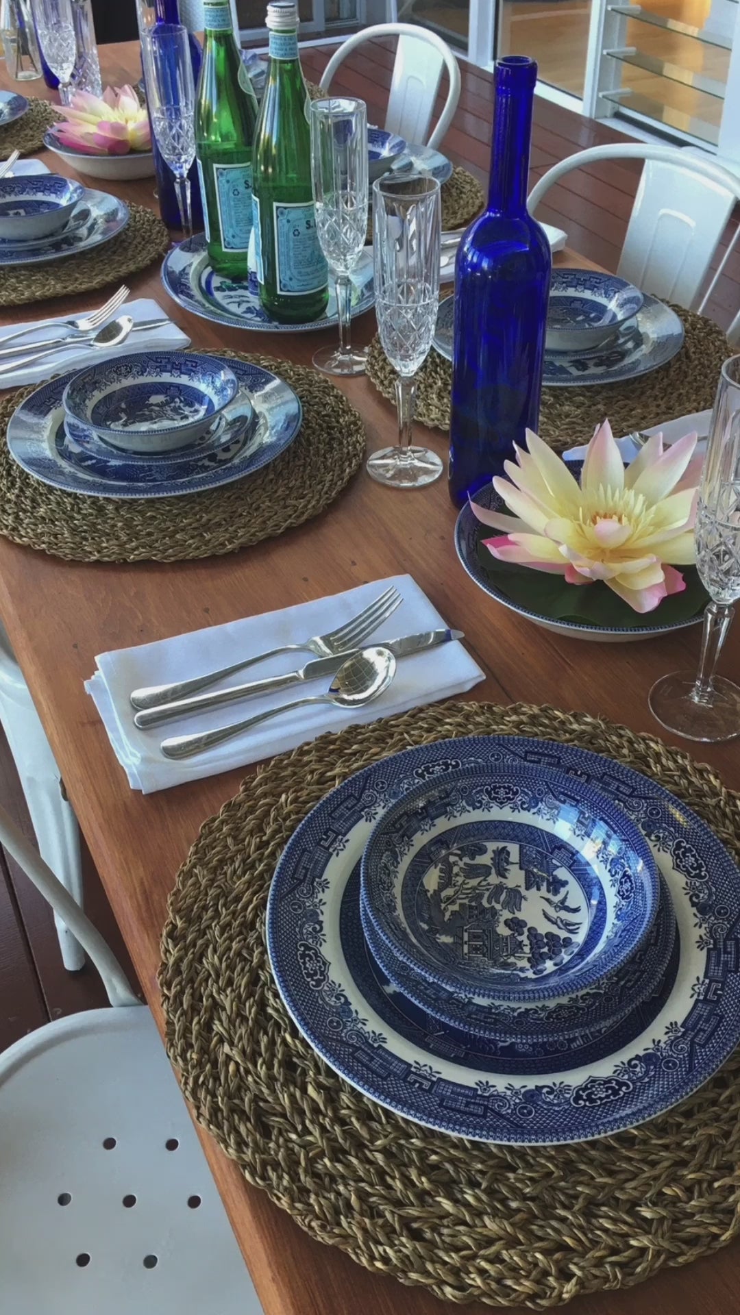 Vintage Blue & White Dinner Set/s Rockhampton Vintage Hire