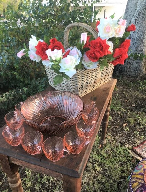 Vintage Punch Bowl Pink