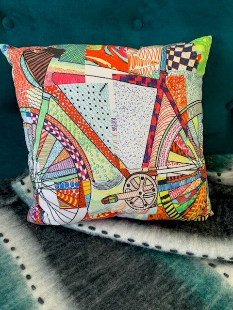 Standard Square Cushions - Bike Print x 3 Rockhampton Vintage Hire