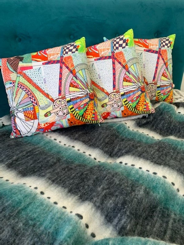 Standard Square Cushions - Bike Print x 3