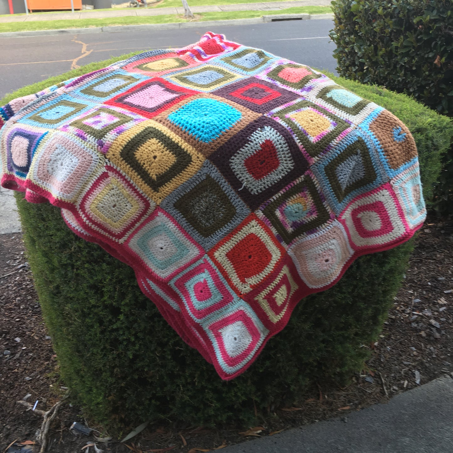 Vintage Throw Rug - Crochet Multi Coloured