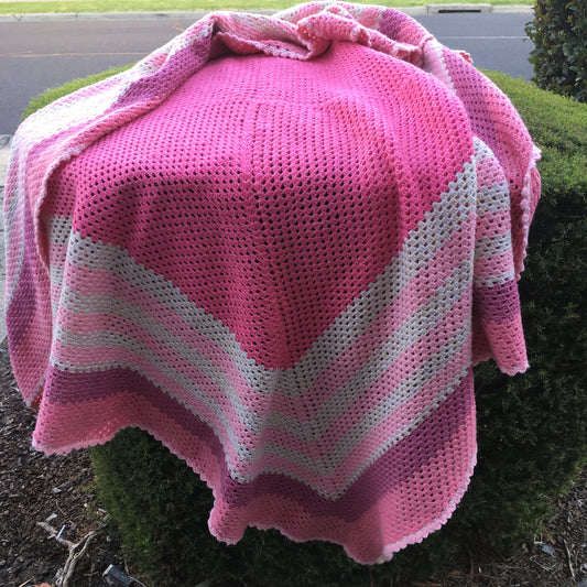 Vintage Throw Rug - Crochet Pink