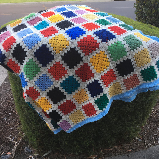 Vintage Throw Rug - Crochet Small Squares