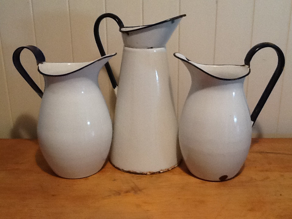 Vintage Enamel Jugs x3 Bundle Rockhampton Vintage Hire