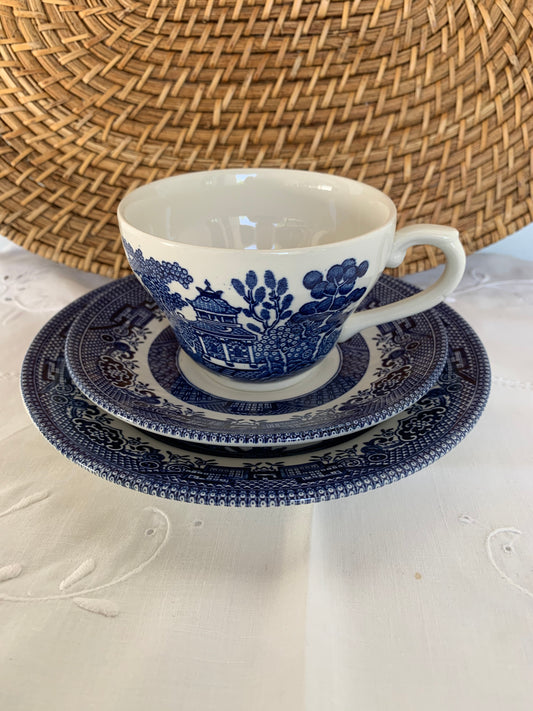 Vintage Blue & White Cup/Saucer x 36