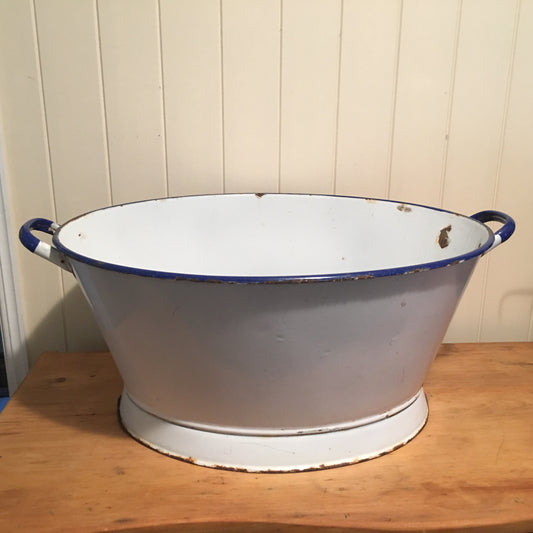 Vintage Drinks Tub - Enamel White Handles