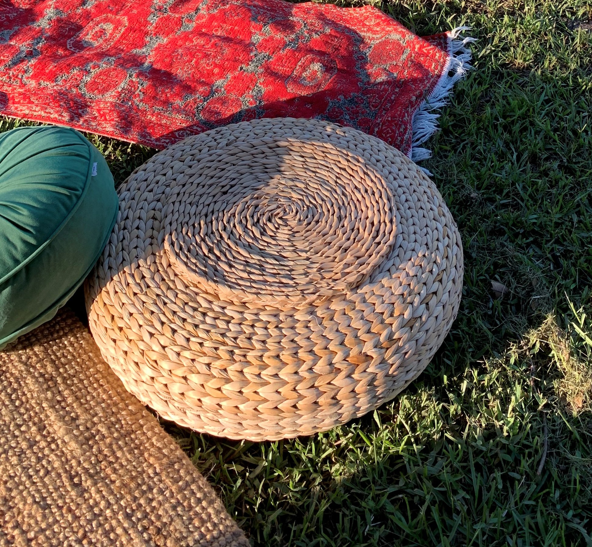 Ottomans - Round Cane Stool Rockhampton Vintage Hire