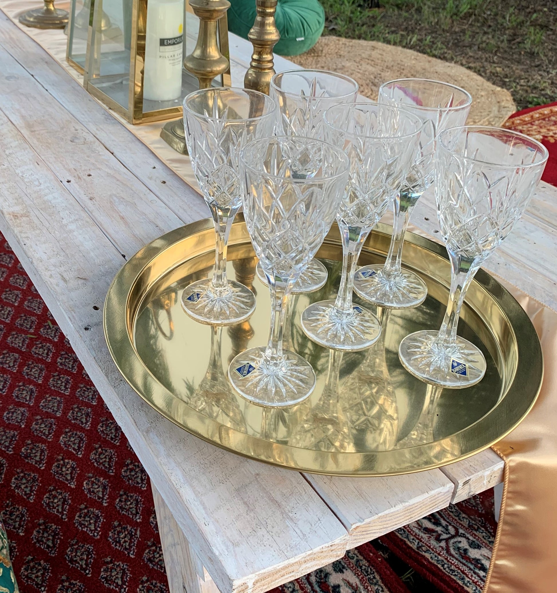 Serving Trays - Round Gold Rockhampton Vintage Hire