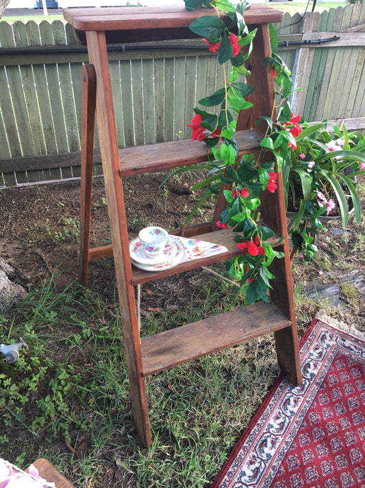  Vintage 3 step wooden ladder for hire - Rockhampton Vintage Hire