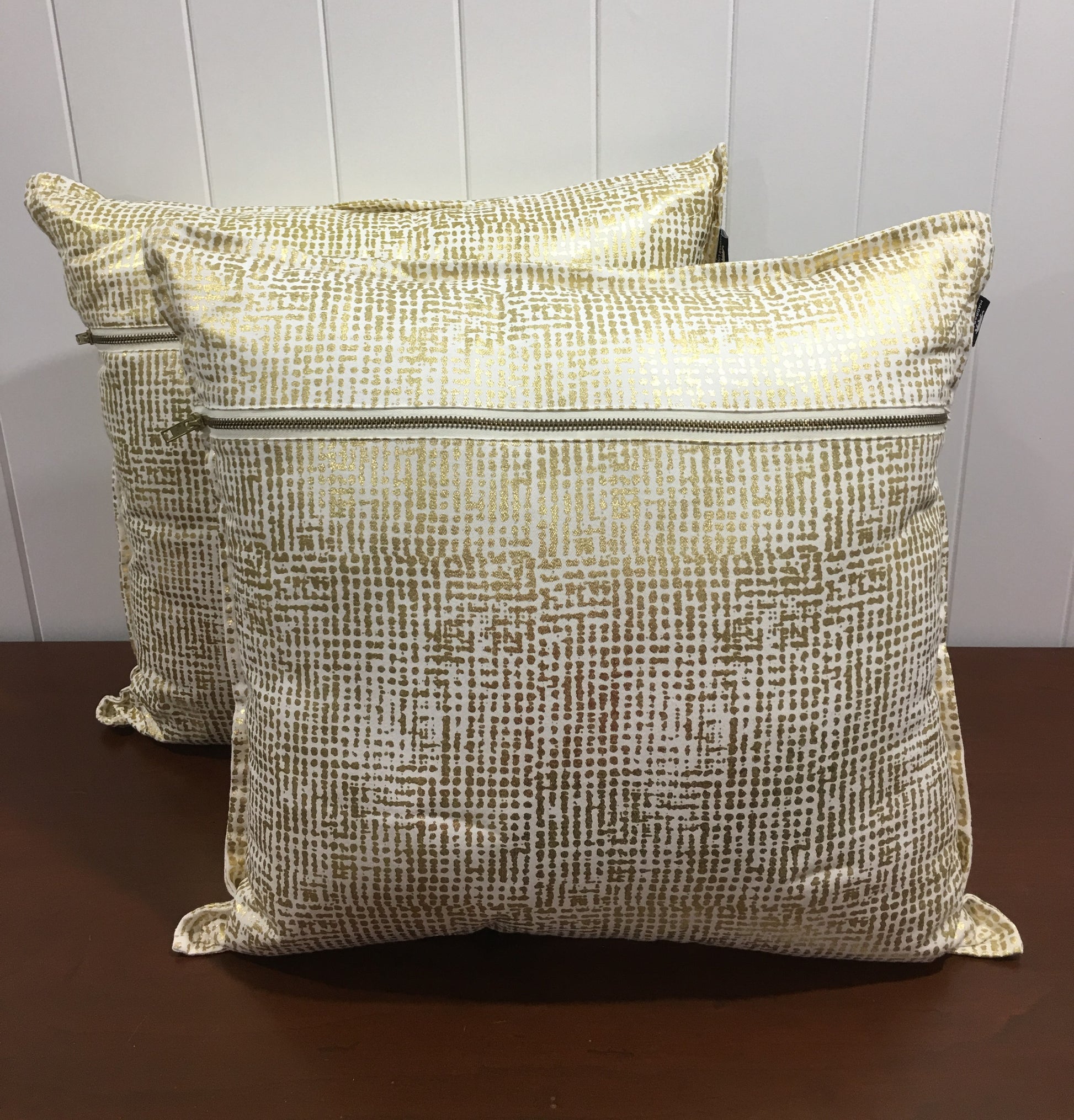 Standard Square Cushions - Light Gold x 2 Rockhampton Vintage Hire