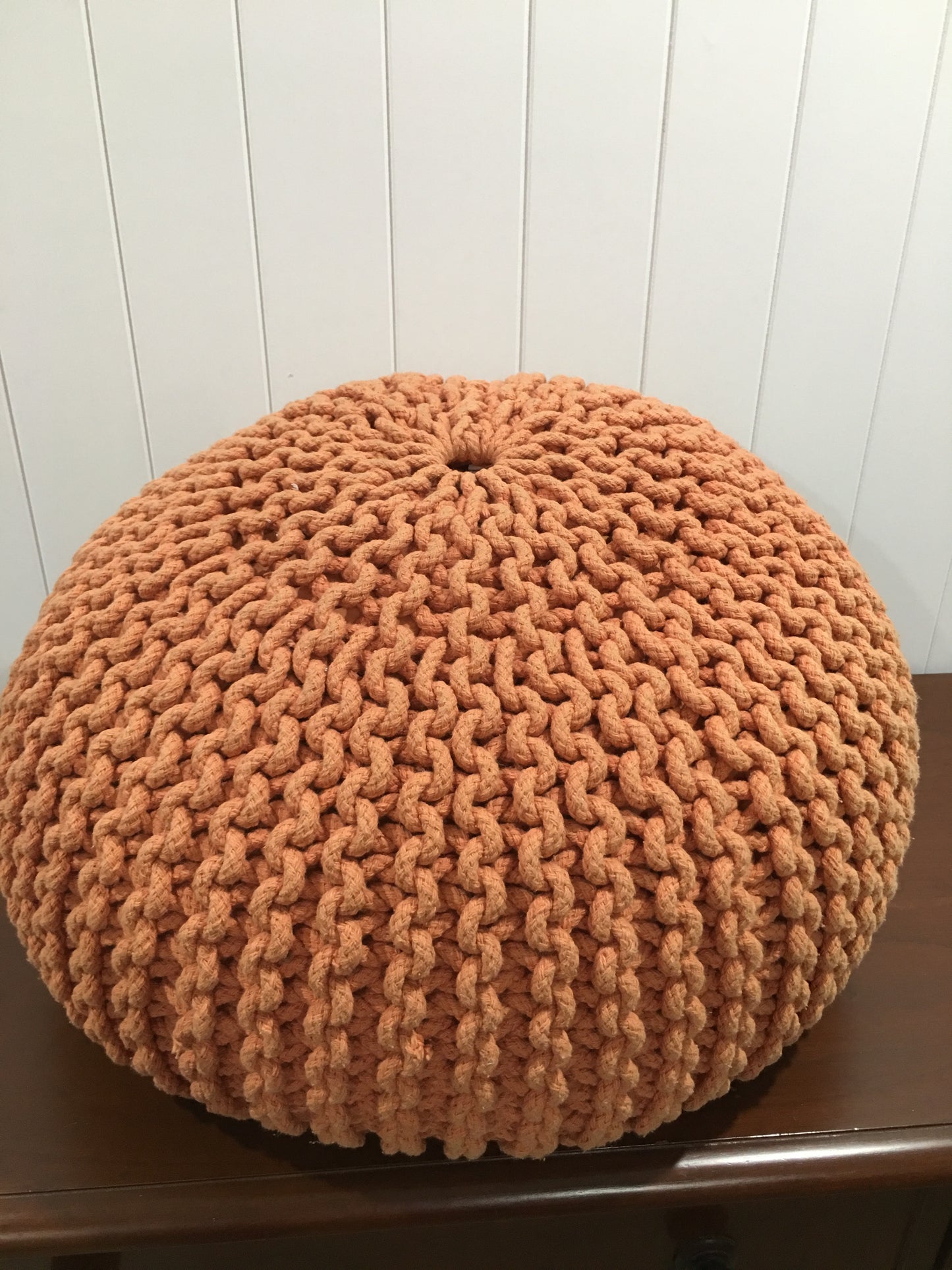 Ottoman - Chunky Knit Rust Rockhampton Vintage Hire