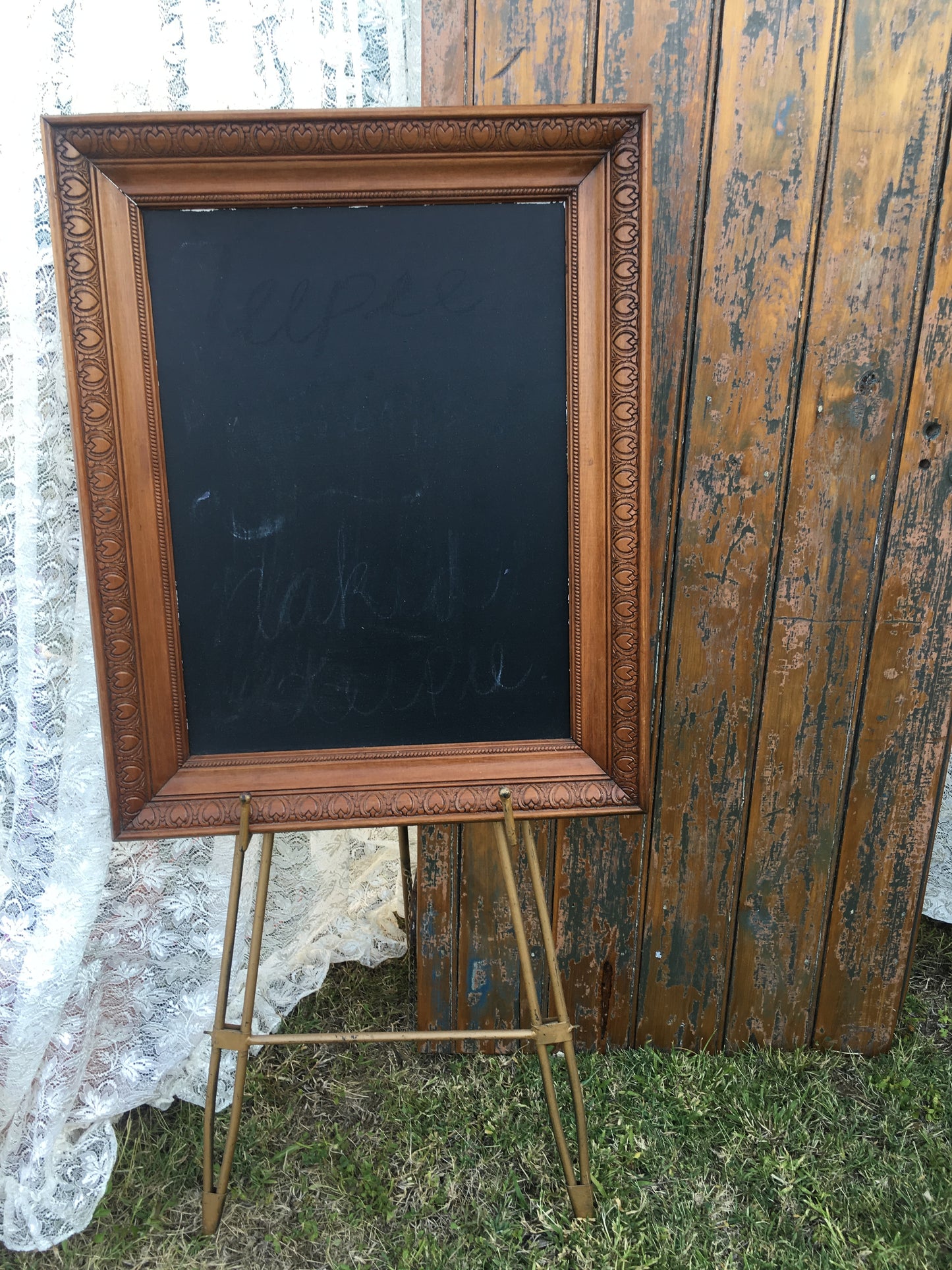 Chalkboard set in Vintage wood frame Rockhampton Vintage Hire