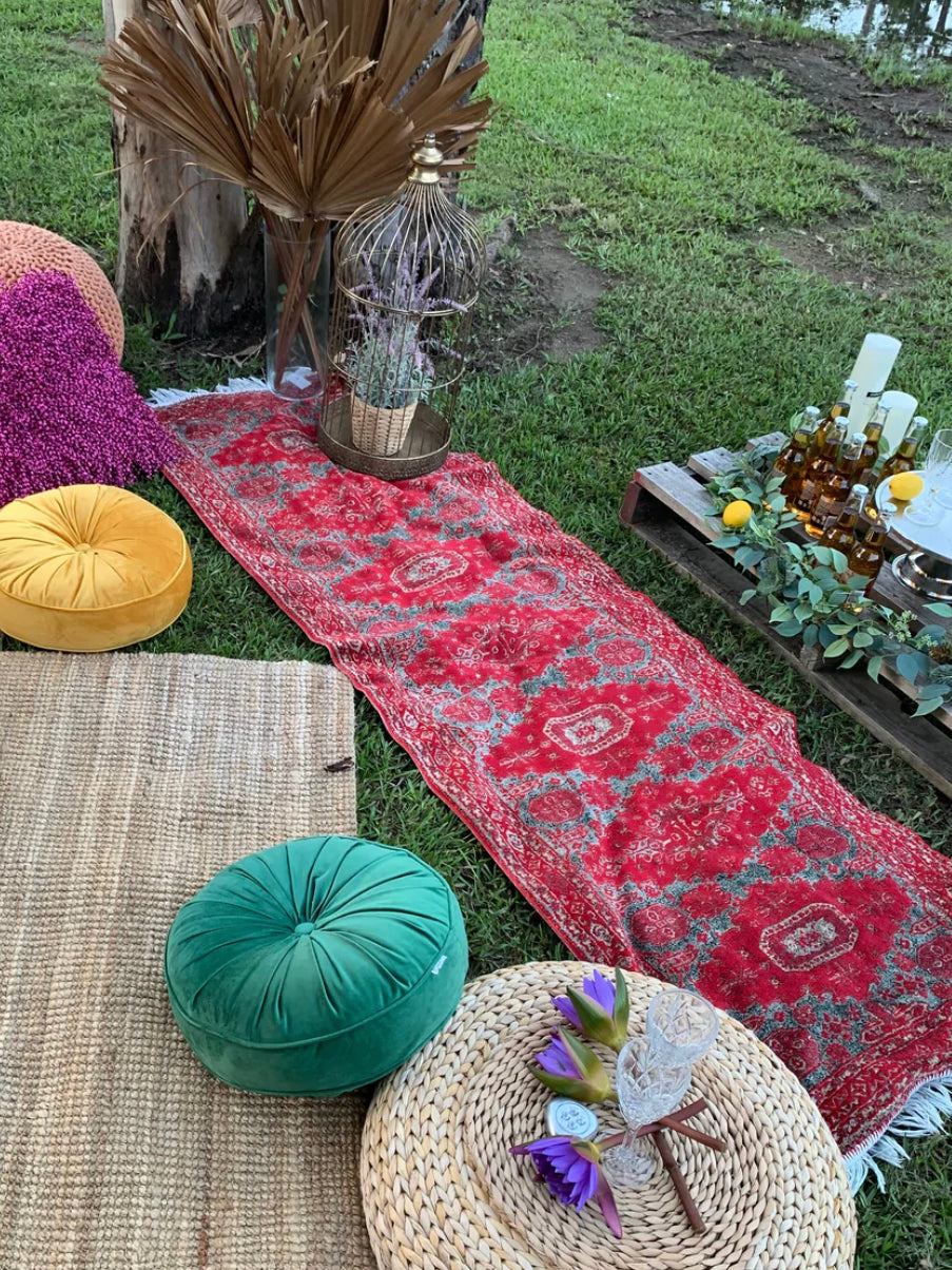 Floor Rugs - Runner Red Rockhampton Vintage Hire