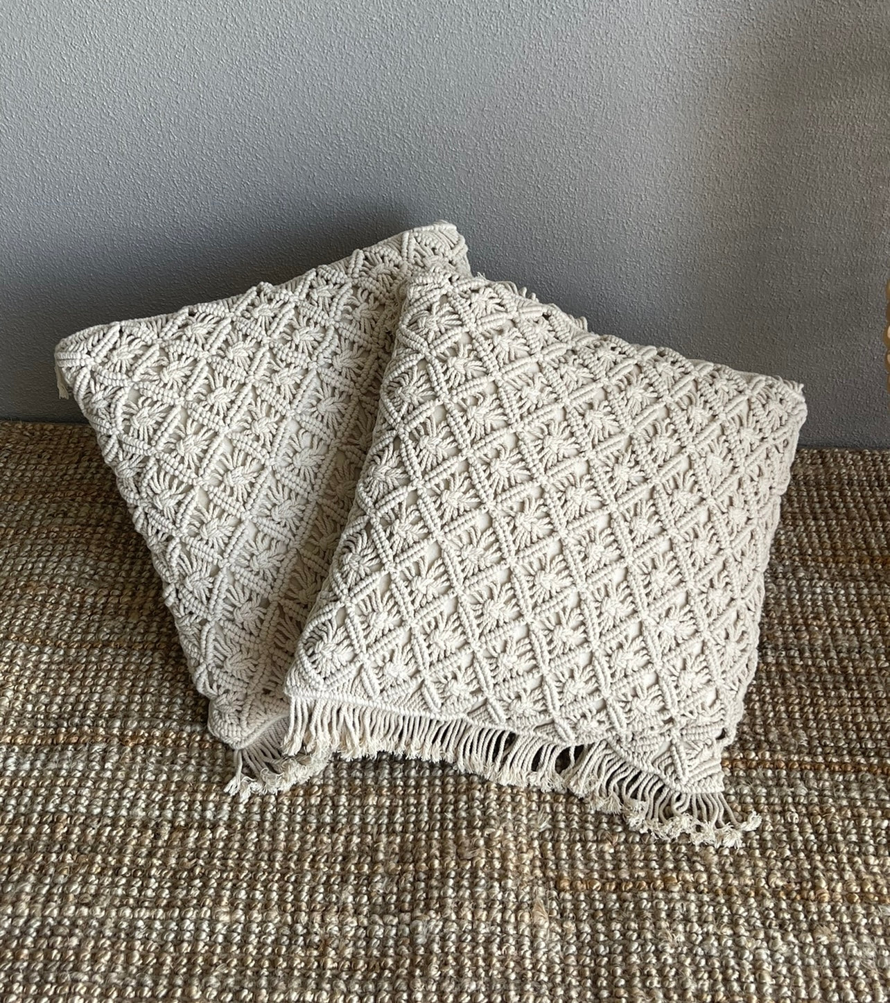 Standard Square Cushions - cream Tassel Rockhampton Vintage Hire