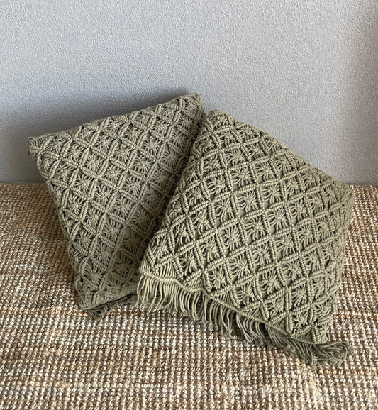 Standard Square Cushions - Sage Macrame Rockhampton Vintage Hire