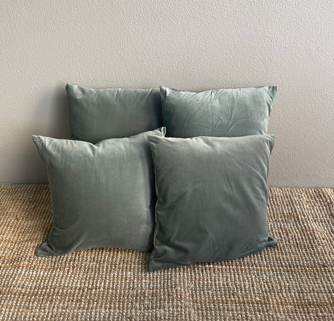 Standard Square Cushions - Sage Velvet Rockhampton Vintage Hire