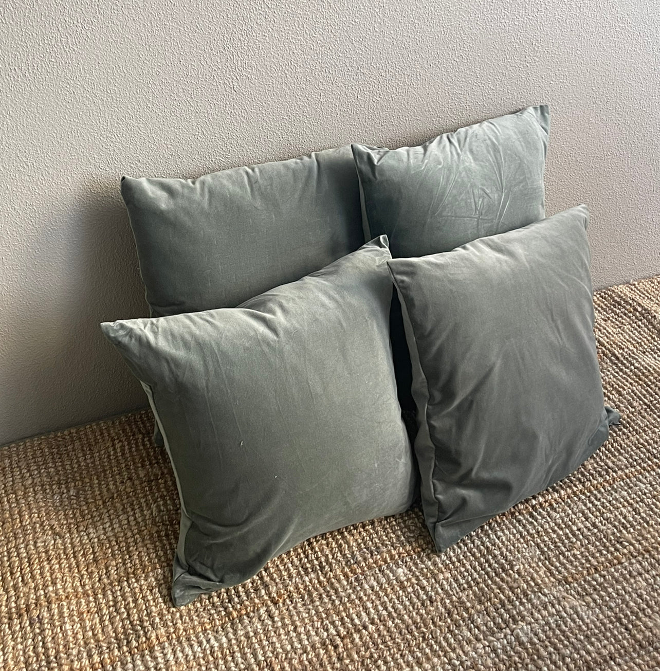 Standard Square Cushions - Sage Velvet Rockhampton Vintage Hire