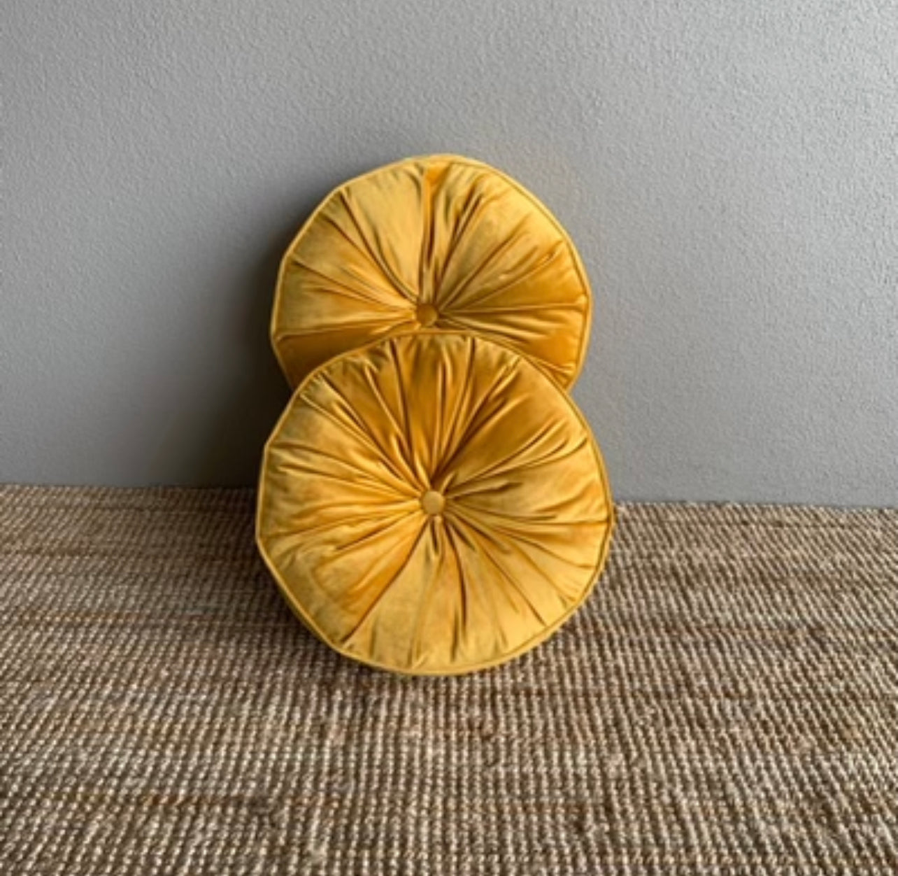 Round Floor Cushions - Gold Velvet Rockhampton Vintage Hire