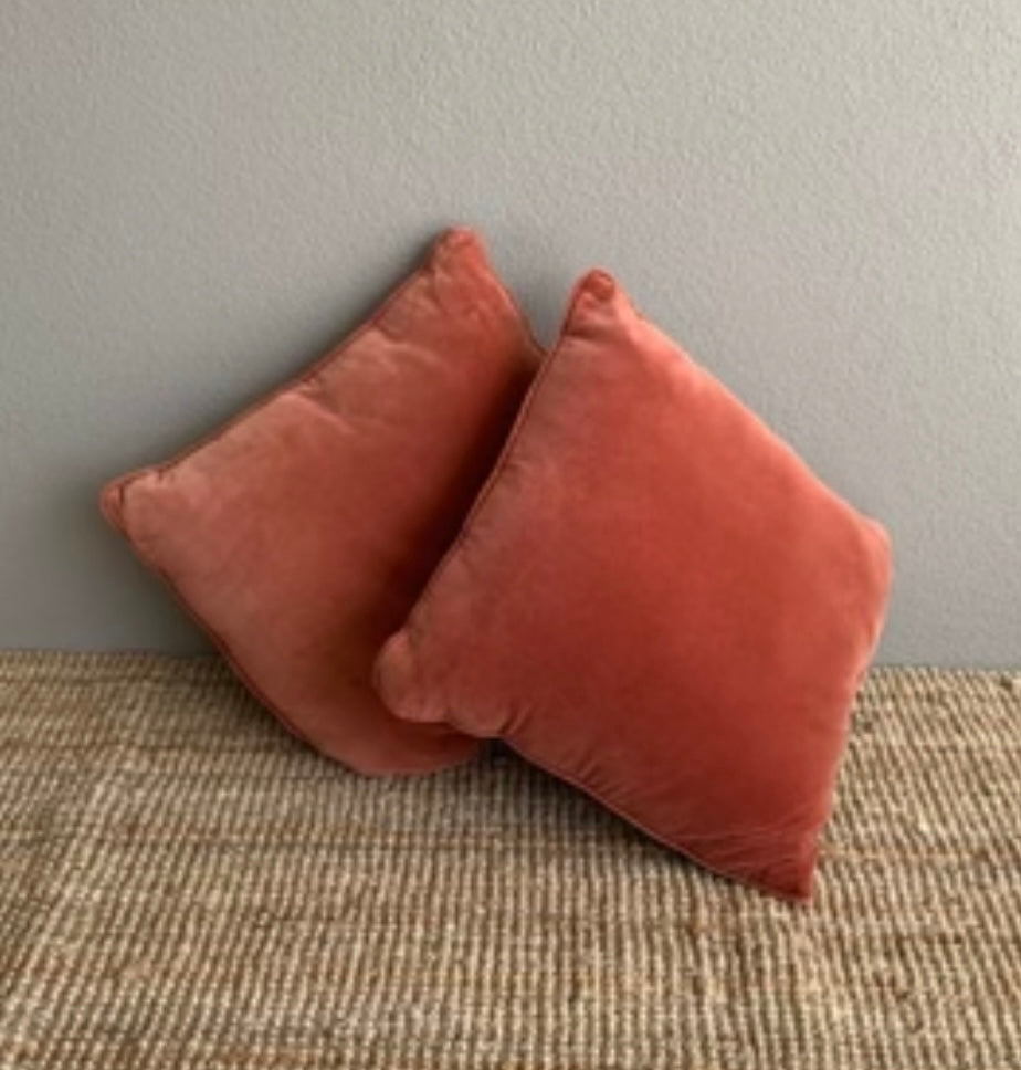 Standard Square Cushions - Rust Velvet Rockhampton Vintage Hire