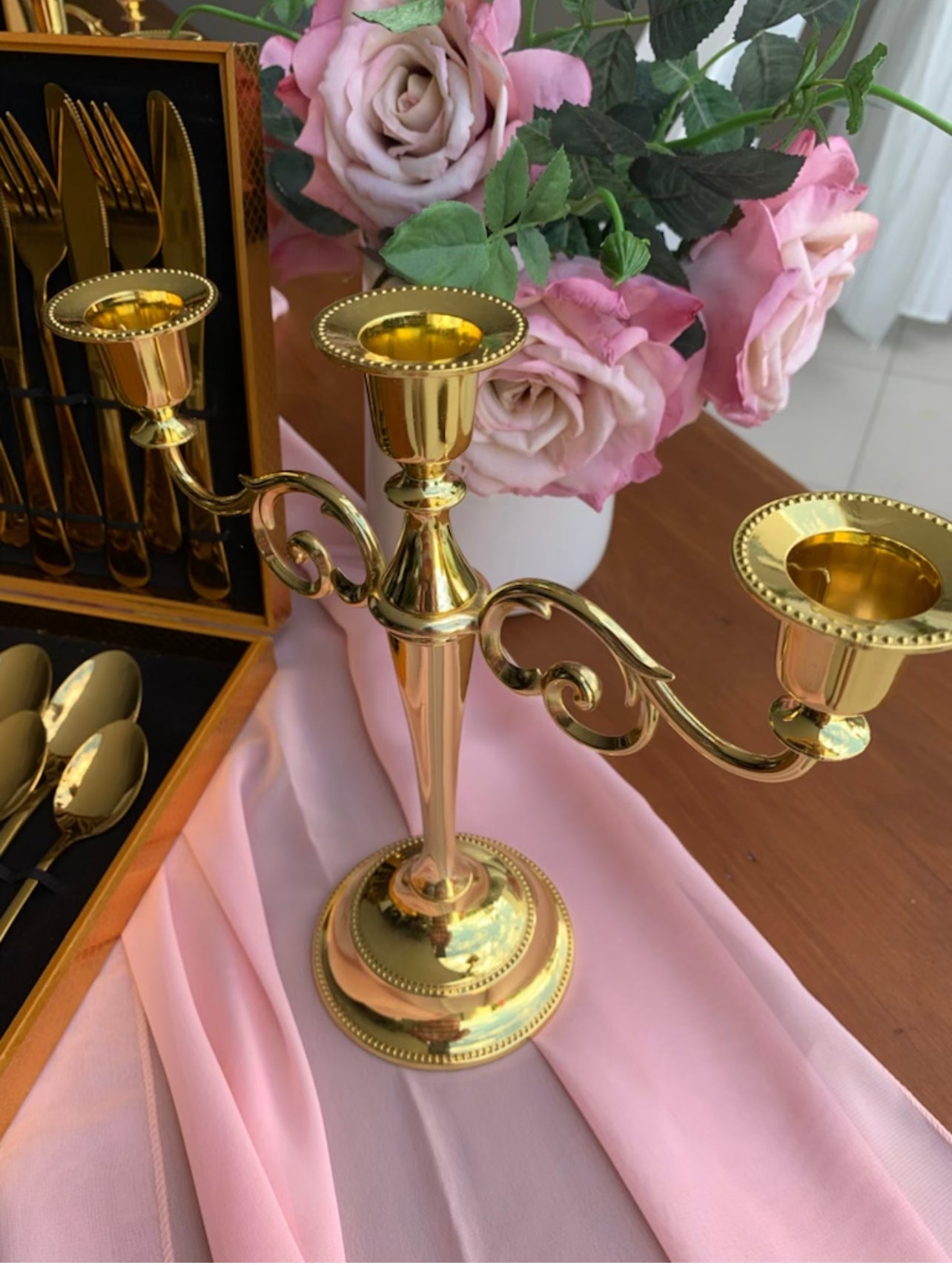 gold candelabra Rockhampton Vintage Hire