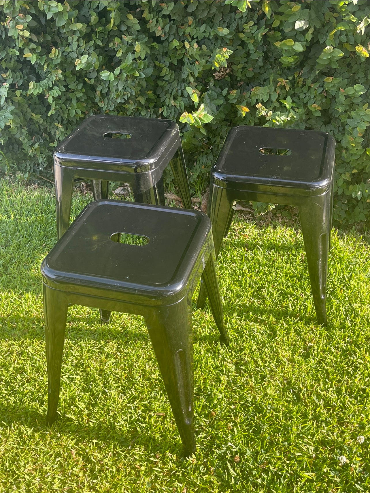 Tolix Low Stools in Black wedding & event Rockhampton Vintage Hire