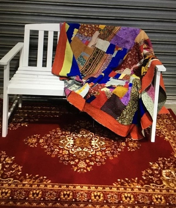 Kantha Throw Rug - Multi Coloured