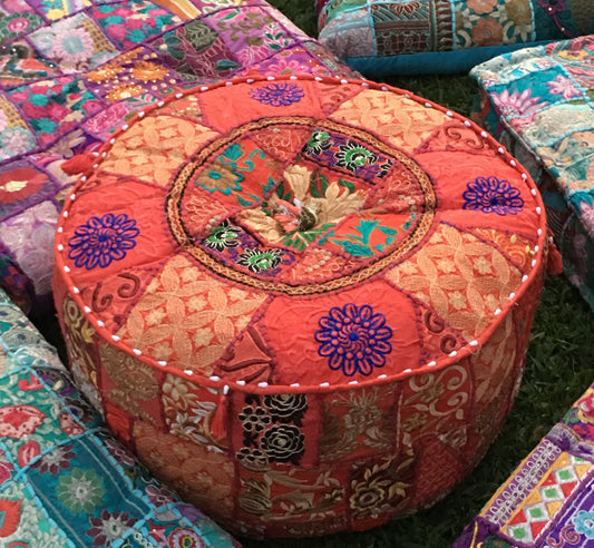 Ottomans - Boho Orange x 2