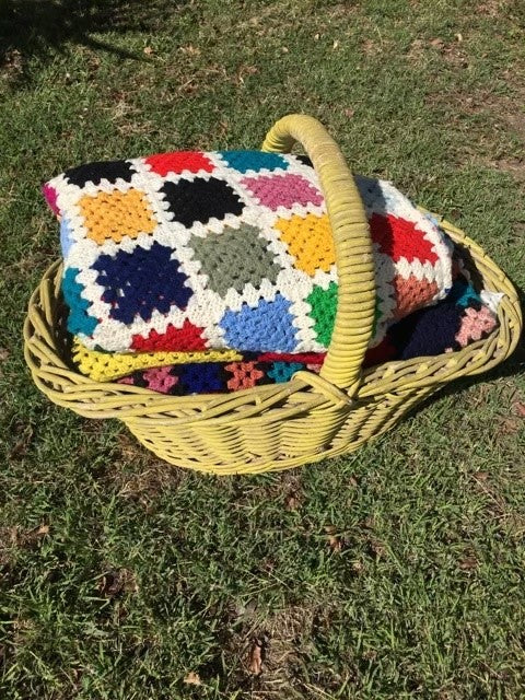 Vintage Throw Rug - Crochet Small Squares